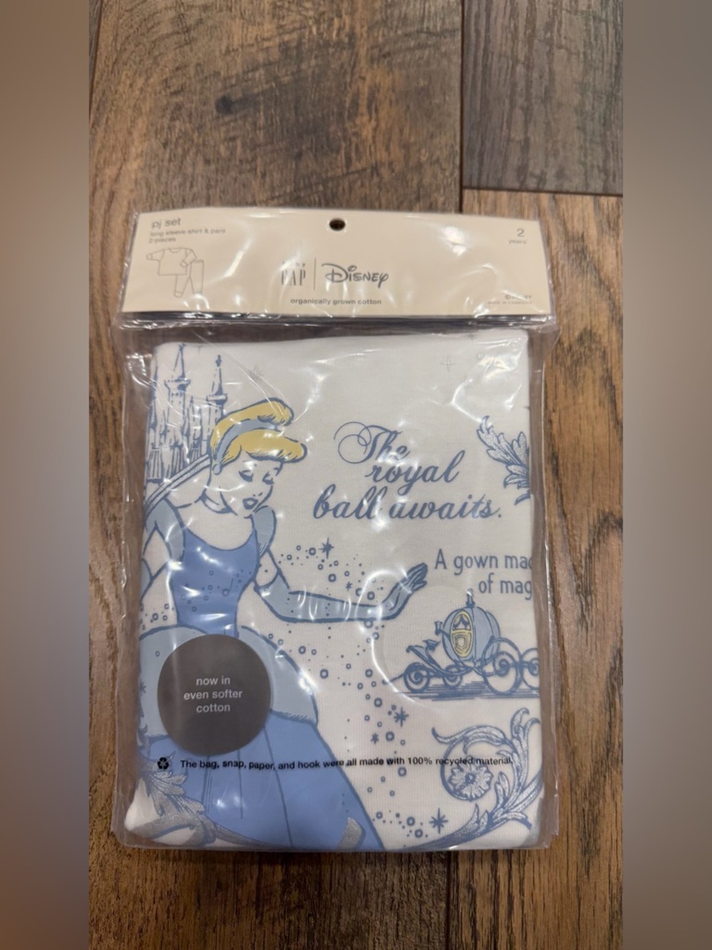 Gap Toddler Girls Pajamas Disney Princess Cinderella, Blue White, Size 2T, NEW - Picture 7 of 8
